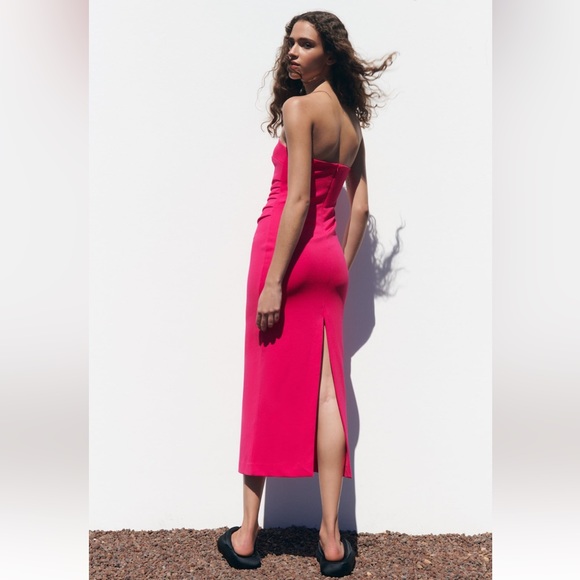 Zara MIDI DRESS. Fuchsia. Size S. New with Tags. - Picture 4 of 8